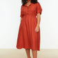 Plus Size Dress - Orange - A-line
