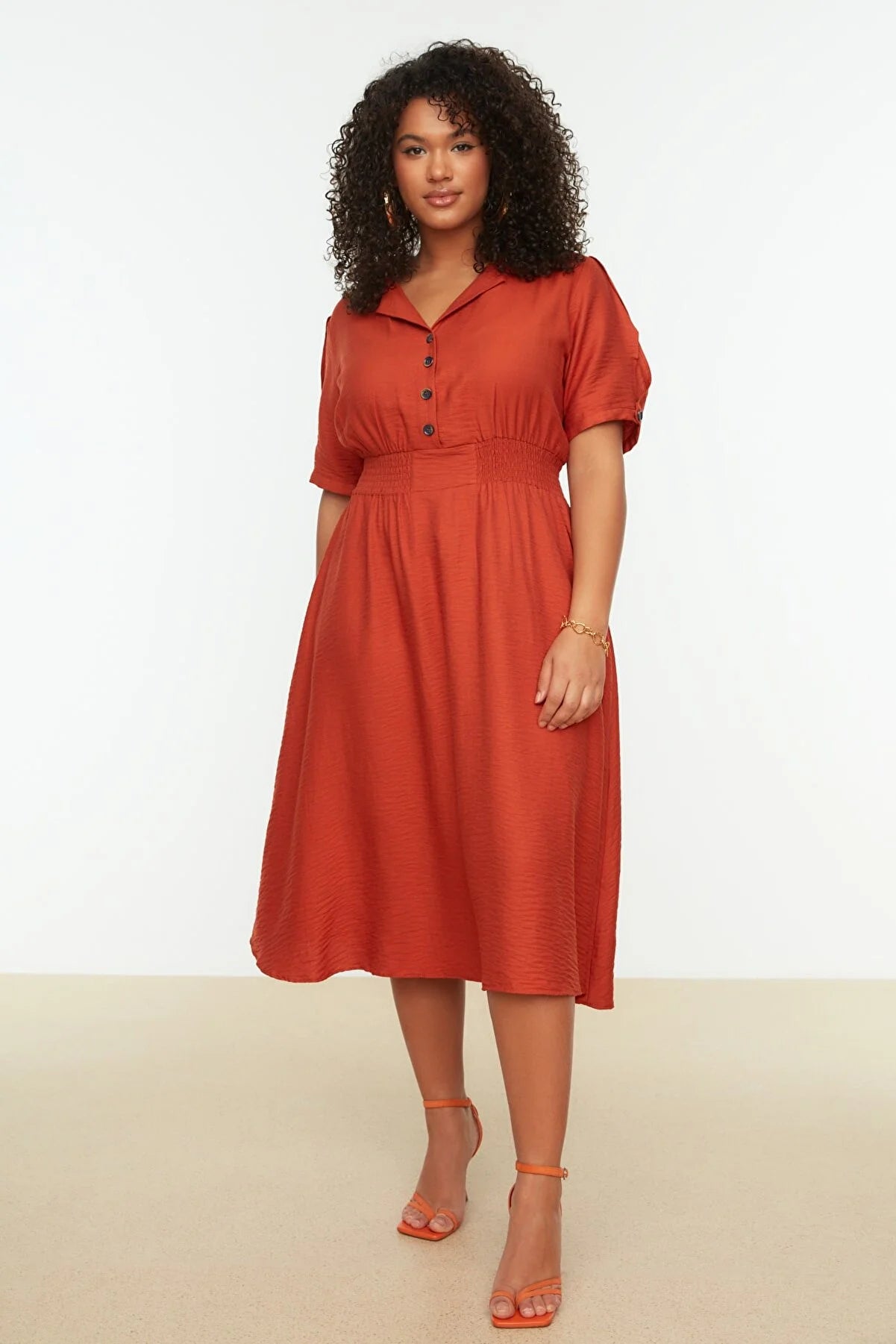 Plus Size Dress - Orange - A-line