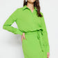 Light Green Belted Mini Woven Shirt Dress