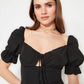 Black Ruffle Detailed Poplin Dress