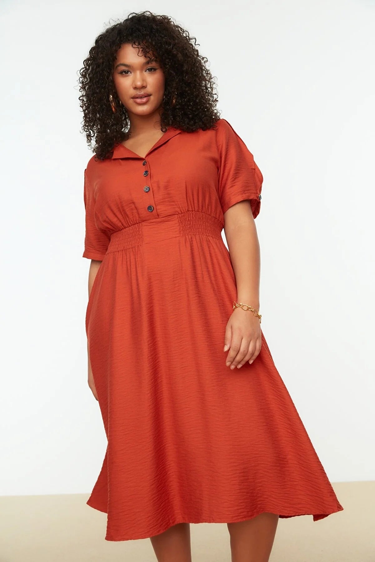 Plus Size Dress - Orange - A-line