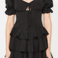Black Ruffle Detailed Poplin Dress