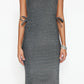 Black Form-fitting Knitted Shiny Piping Evening Dress
