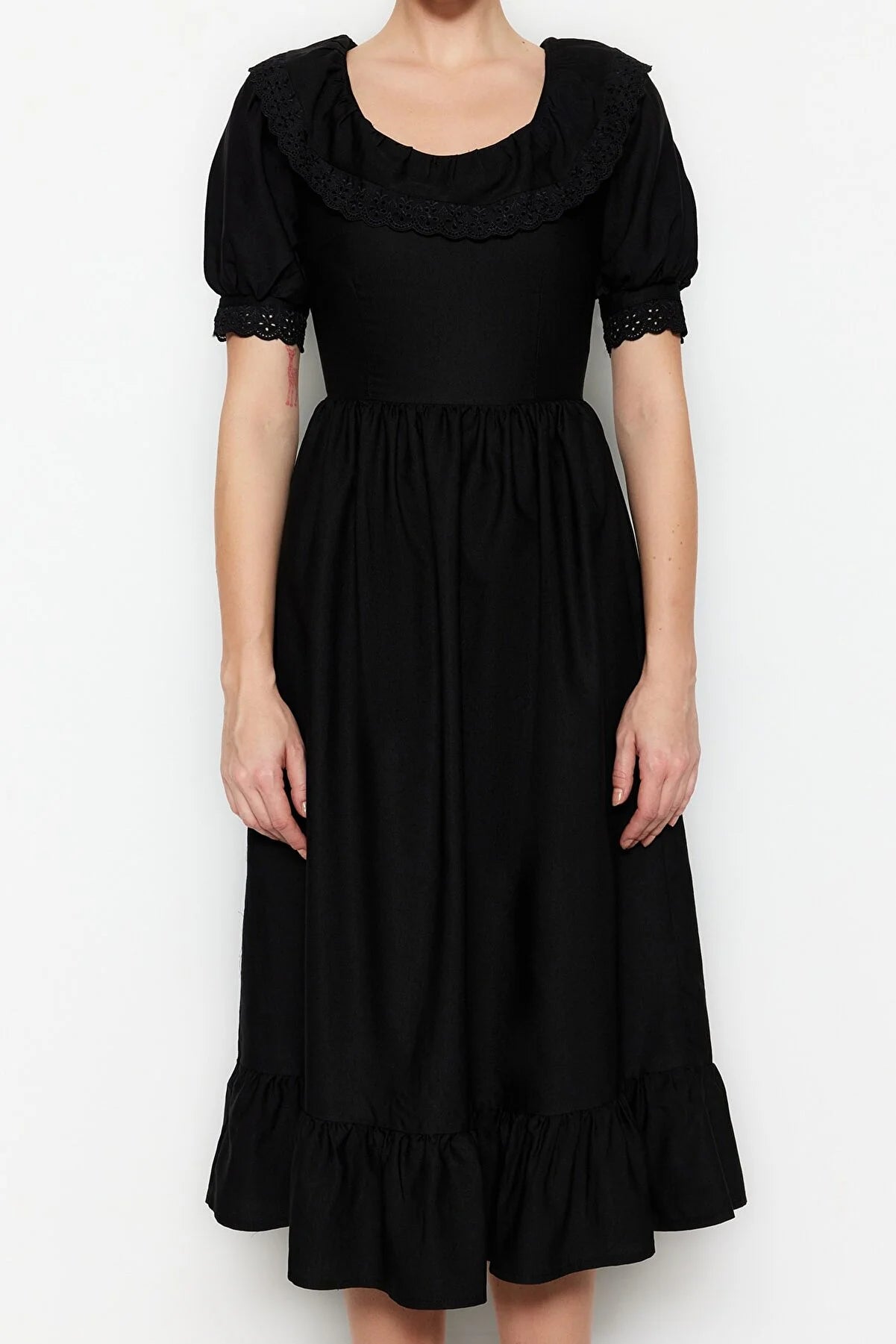 Black Embroidered Detailed Dress