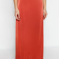 Tile Shiny Surface and Soft Textured Slit Maxi Knitted Skirt