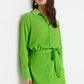 Light Green Belted Mini Woven Shirt Dress