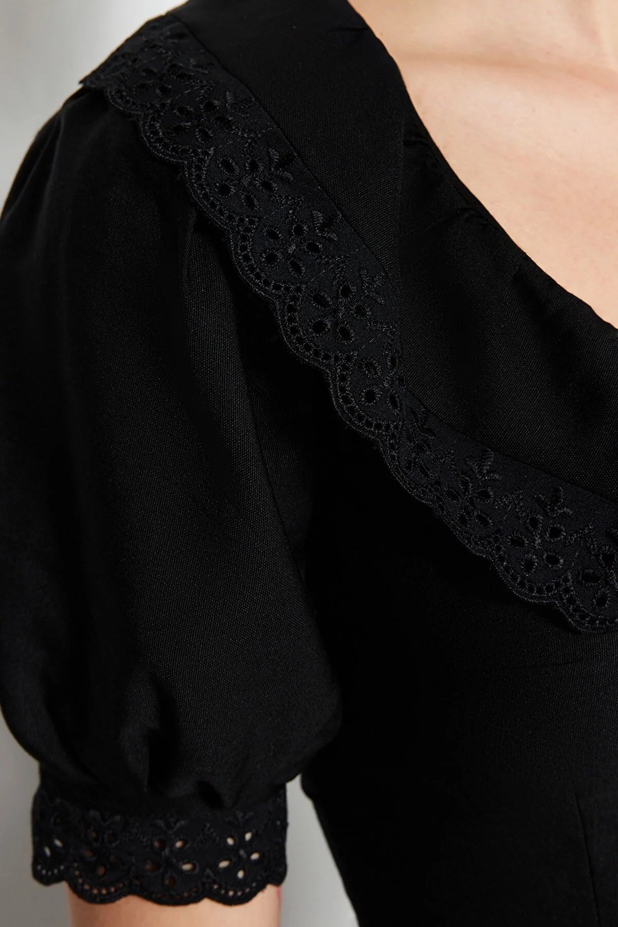 Black Embroidered Detailed Dress