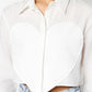 Crop Poplin Shirt with Ecru Heart Detail