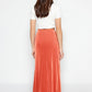 Tile Shiny Surface and Soft Textured Slit Maxi Knitted Skirt