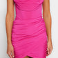 Fuchsia Fitted Lined Knitted Corset Detailed Evening Dress