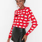 Red Self Patterned Crew Neck Knitwear Sweater