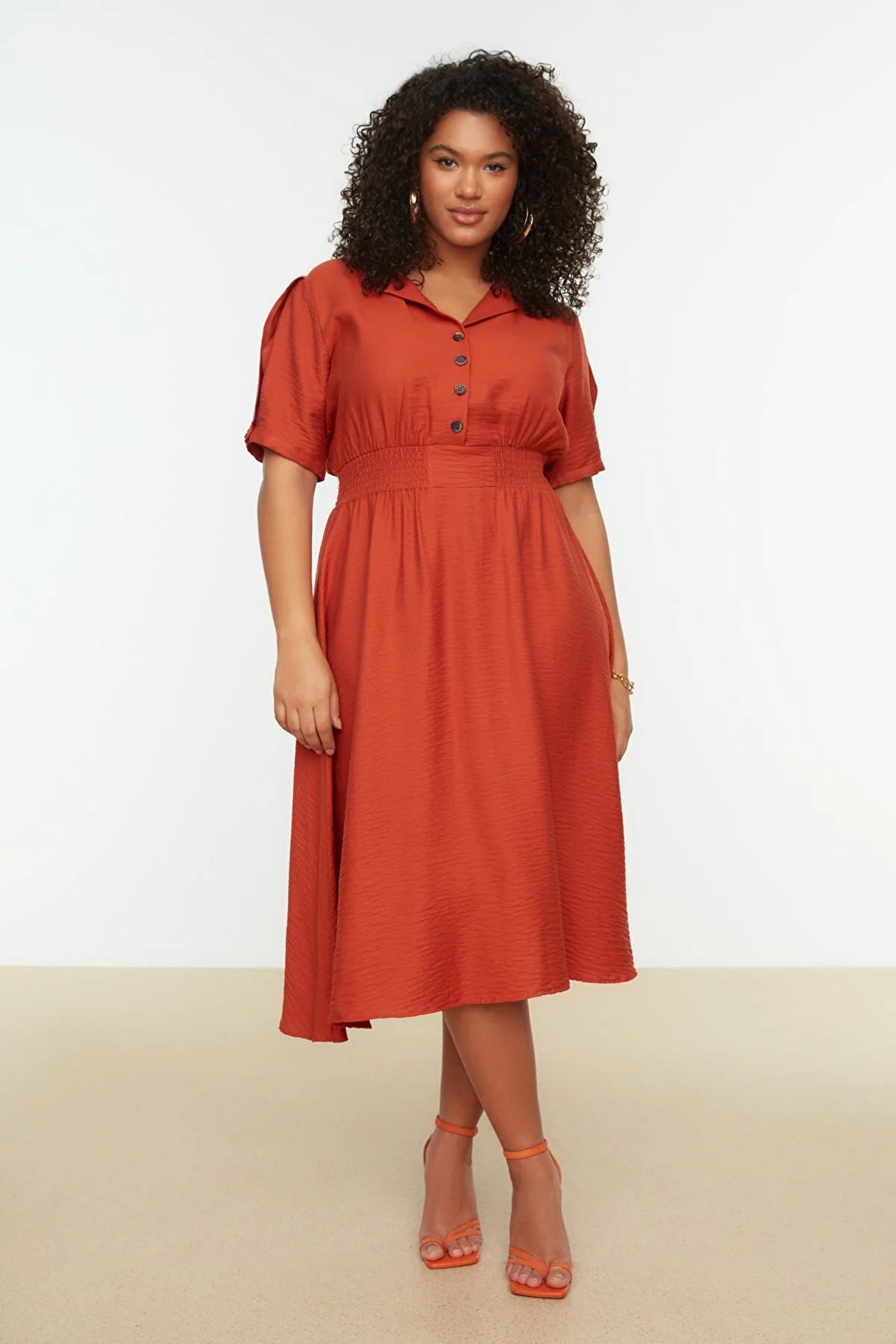 Plus Size Dress - Orange - A-line