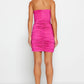 Fuchsia Fitted Lined Knitted Corset Detailed Evening Dress