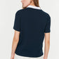 Navy Blue Printed Semi-Fitted Knitted T-Shirt