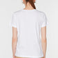 White Printed Basic Knitted T-Shirt