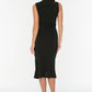 Black Sleeveless Draped Detailed Knitted Dress With Belt