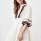 White Embroidery and Tassel Detailed Dress