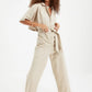 Mink Belted Buttoned Jumpsuit