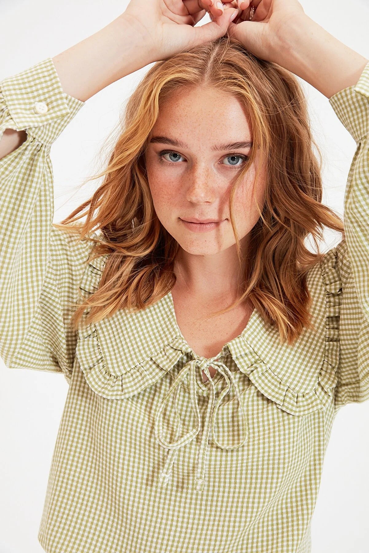 Green Collar Detailed Blouse