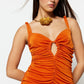 Orange Cut Out Detailed Dress