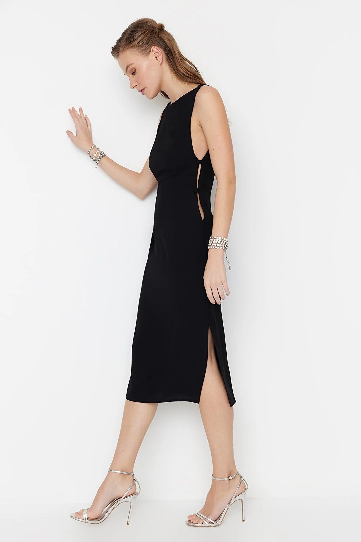 Black Button Detailed Dress