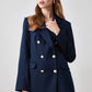 Navy Blue Button Detailed Oversize