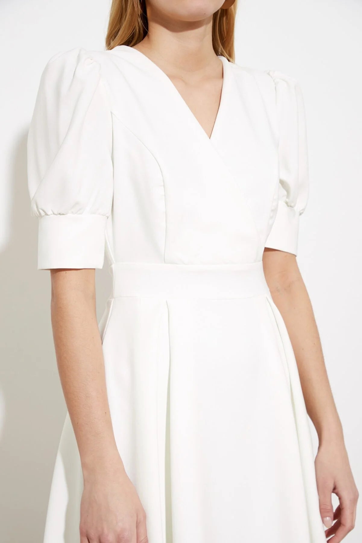 Ecru Double Breasted Collar Dress