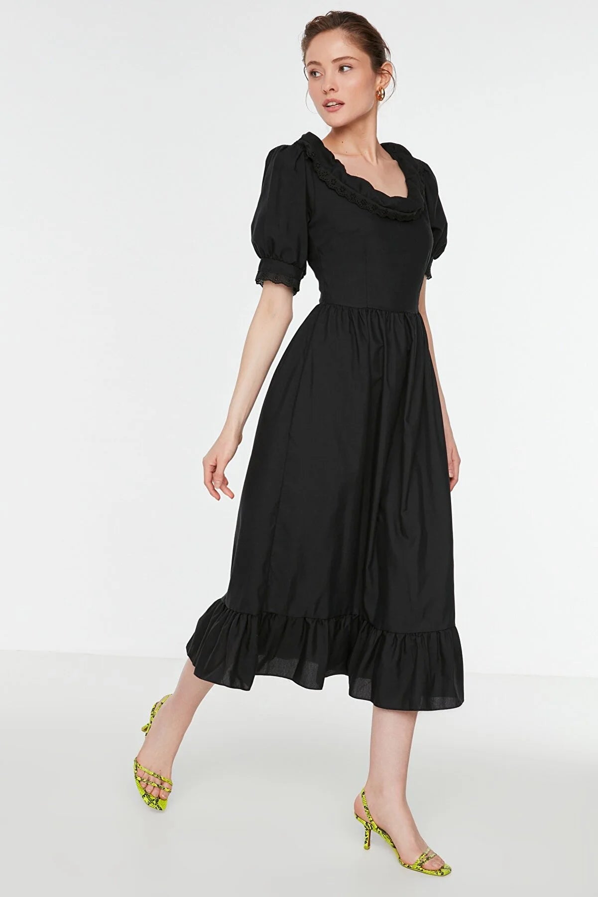 Black Embroidered Detailed Dress