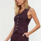 Plum Button Vest
