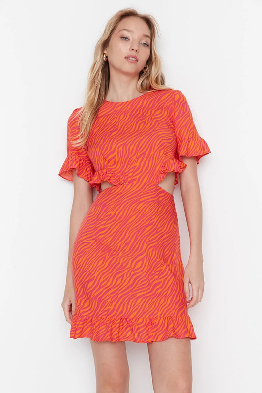 Orange Cut Out Detailed Dress