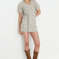 Stone Belted Tweed Dress