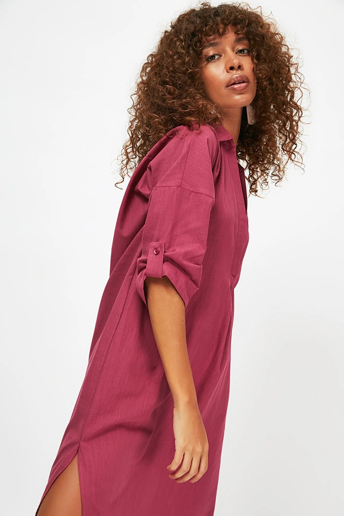 Plum Slit Detailed Beach Dress