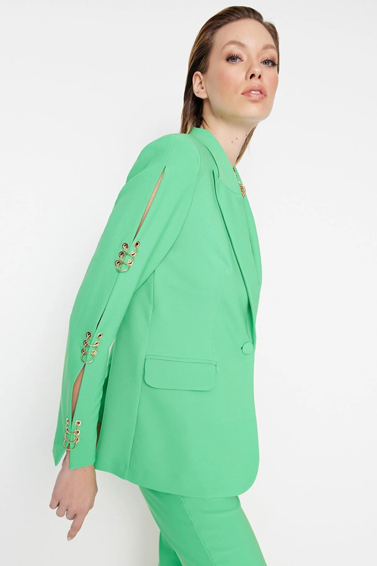 Green Accessory Detailed Jacket