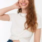 White Tie Detailed Crop Knitted Blouse