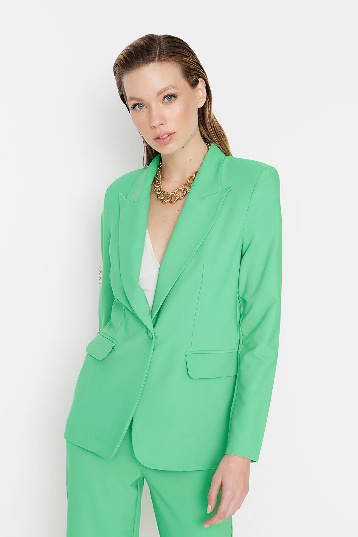Green Accessory Detailed Jacket