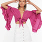Fuchsia Flywheel Detailed Viscose Beach Blouse