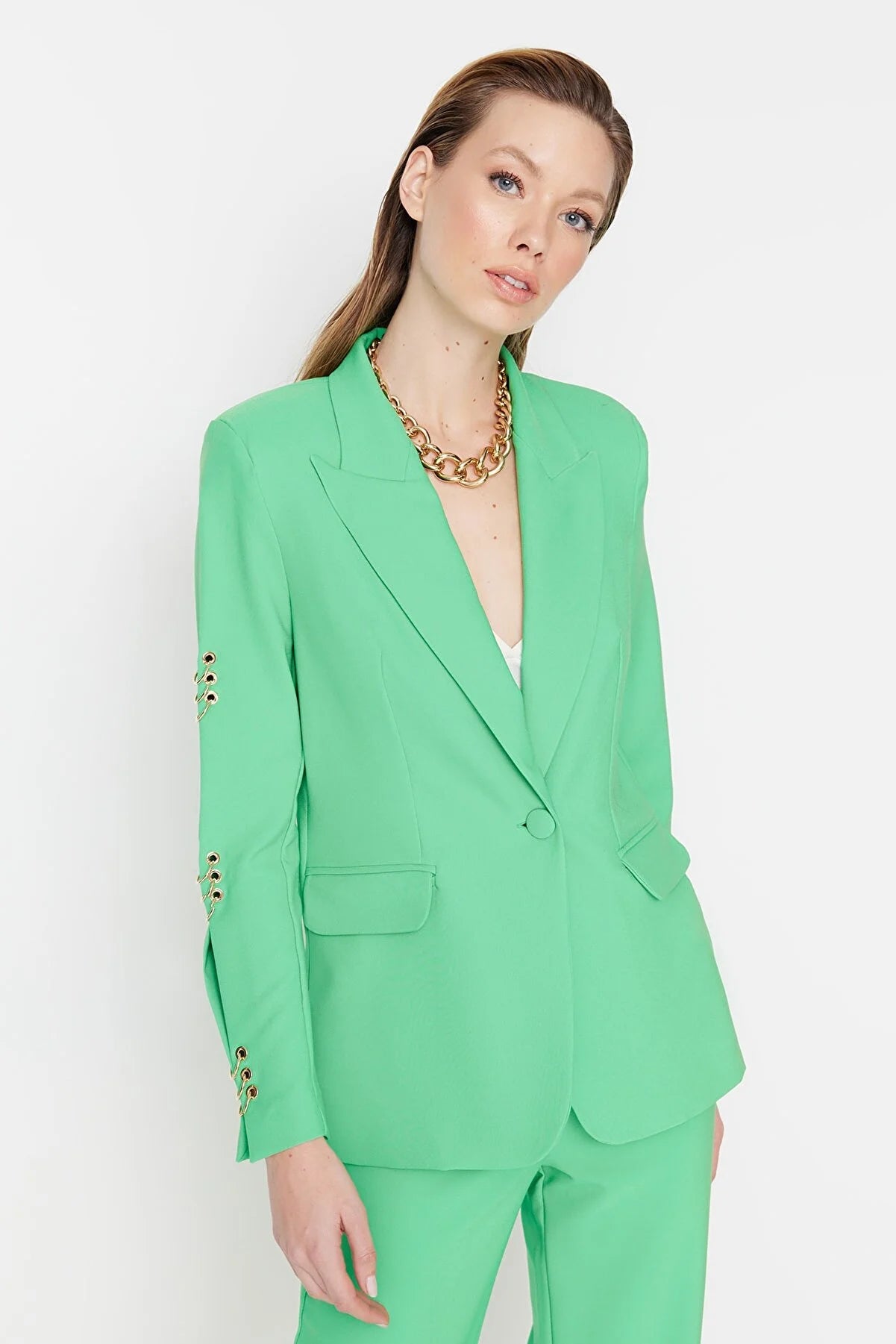Green Accessory Detailed Jacket