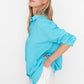 Turquoise Pleated Woven Beach Shirt
