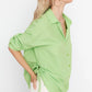 Green Pleated Woven Beach Shirt