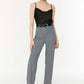 Gray High Waist Rib Stitched Trousers