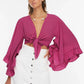 Fuchsia Flywheel Detailed Viscose Beach Blouse