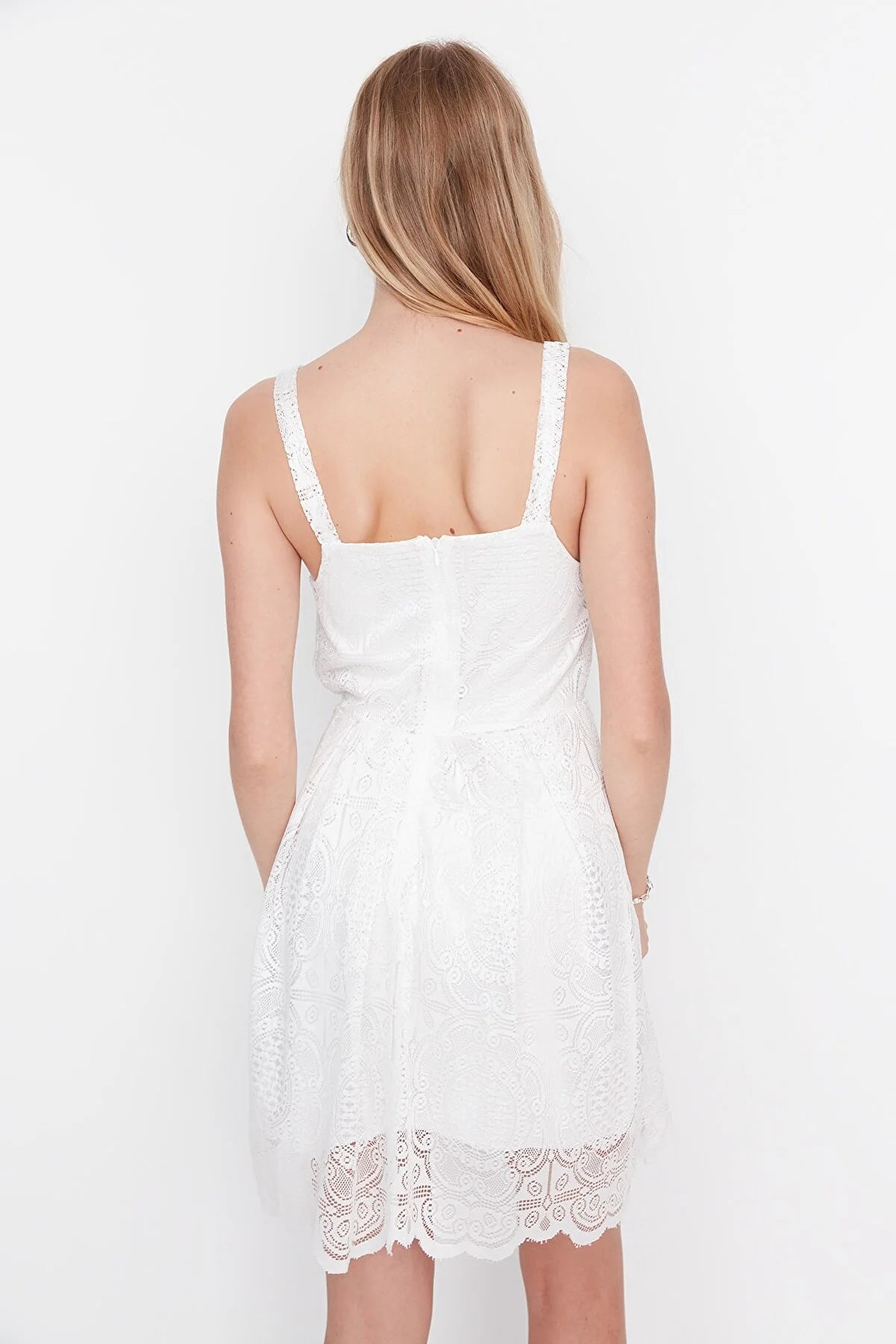 Ecru Strap Brode Dress