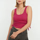 Plum Shirred Detailed Corduroy Crop Knitted Singlet
