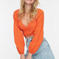 Orange Cross Tie Detailed Beach Blouse