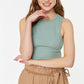Mint Halter Collar Corduroy Crop Knitted Singlet