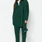 Dark Green Pocket Detailed Snap Closure Shirt-Pants Woven Suit
