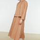 Beige Hooded Sweatshirt-Skirt Knitted Suit