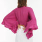 Fuchsia Flywheel Detailed Viscose Beach Blouse