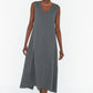Smoked V-Neck Maxi Length Knitted Dress