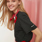 Black Striped Loose Knitted T-Shirt